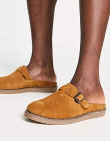 Купить мужская обувь Office: Office buckle mules in tan suede