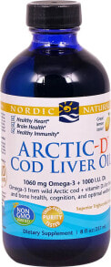Рыбий жир и Омега 3, 6, 9 Nordic Naturals Arctic-D Cod Liver Oil Lemon  Масло печени арктической трески  237 мл