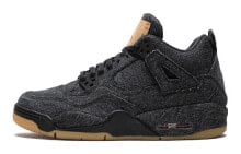 Jordan Air Jordan 4 Retro Levis Black 高帮 复古篮球鞋 GS 黑色 / Кроссовки Jordan Air Jordan AQ9103-001