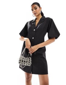 Pieces tailored mini dress with diamante buttons in black купить в аутлете