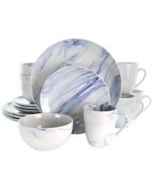 Elama marble Clara 16 Piece Stoneware Dinnerware Set, Service for 4