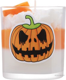 Dekorative Kerze Halloween Kürbis mit grünem Schwanz - KaWilamowski Scented Candle