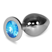 Плаг или анальная пробка LOVETOY Metal Butt Plug RoseBud Classic with Blue Jewel Size L