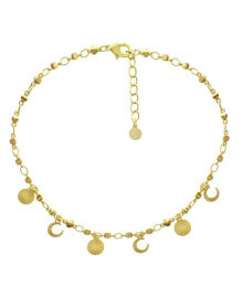 Moon and Disc Charm Anklet in Gold or Silver Plate купить в интернет-магазине