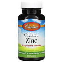 Цинк Carlson, Chelated Zinc, 30 mg, 250 Tablets