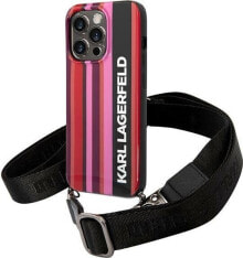 Karl Lagerfeld Etui Karl Lagerfeld KLHCP14XSTSTP Apple iPhone 14 Pro Max hardcase różowy/pink Color Stripes Strap