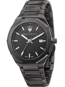 Аналоговые мужские наручные часы с черным браслетом Maserati R8853142001 Stile mens 45mm 10ATM