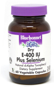Витамин D Bluebonnet Nutrition Dry E-400 IU Plus Selenium - Сухой Е-400 МЕ Плюс Селен - 60 Капсул Растительного происхождения
