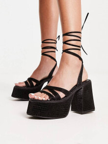 Женские босоножки topshop Skye ankle tie platform sandal in black