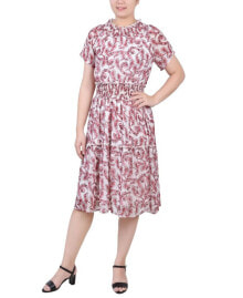 NY Collection petite Short Sleeve Smocked Waist Dress