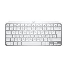 Клавиатуры Logitech MX Keys Mini for Mac клавиатура РЧ беспроводной + Bluetooth QWERTZ Немецкий Серебристый, Белый 920-010519