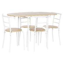 Table set with 4 chairs DKD Home Decor White Natural Metal MDF Wood 121 x 55 x 78 cm