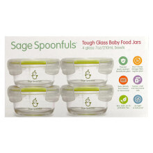 Контейнеры для еды Sage Spoonfuls, Прочные стеклянные миски, 4 упаковки, 210 мл (7 унций)