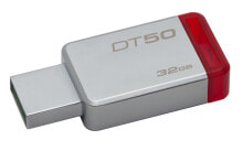 USB flash drives kingston DataTraveler 50 32GB - 32 GB - USB Type-A - 3.2 Gen 1 (3.1 Gen 1) - Capless - Red - Silver