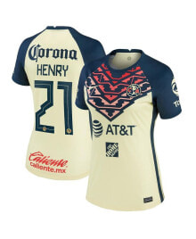 Nike women's Henry Martin Yellow Club America 2021/22 Home Breathe Stadium Replica Player Jersey