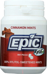 Ополаскиватели и средства для ухода за полостью рта epic Dental Xylitol Sweetened Mints Cinnamon леденцы, подслащенные 100% ксилитом со вкусом корицы и мяты 180 шт