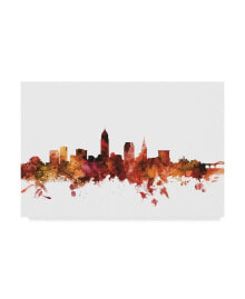 Trademark Global michael Tompsett Cleveland Ohio Skyline Red Canvas Art - 15