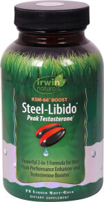 Витамины и БАДы для мужчин Irwin Naturals Steel Libido Peak Testosterone Растительный комплекс для повышения уровня тестостерона и либидо 75 капсул
