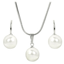 Ювелирные колье Elegant set of Pearl White necklaces and earrings
