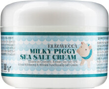 Aufhellende Anti-Falten Gesichtscreme mit Meersalz und Kollagen - Elizavecca Face Care Milky Piggy Sea Salt Cream