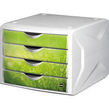 Paper Trays helit H6129650 - 4 drawer(s) - Plastic - Green,White - 1 pc(s) - 262 mm - 330 mm