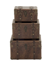 Rosemary Lane leather Traditional Trunk, Set of 3