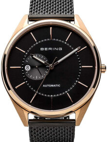 Мужские наручные часы с браслетом Мужские наручные часы с черным браслетом Bering 16243-166 automatic mens 42 mm 3ATM