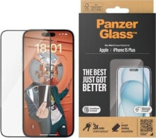 PanzerGlass Szkło pancerne PanzerGlass | Osłona ekranu | Jabłko | Telefon iPhone 15 Plus | Szkło | Przezroczysty | Bardzo szeroki krój, Odporny na zarysowania, Ochrona przed upadkiem, EasyAligner w zestawie