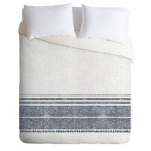 Queen/Full Holli Zollinger French Chambray Tassel Geometric Comforter Set Blue
