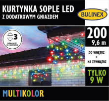 Dekoracja świąteczna Bulinex Kurtyna świetlna 200l kurtyna sople z dod.gniazdem 9,6m dekoracji+5 m przewodu 9W na zewnątrz i do wnętrz 13-571