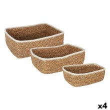 Basket set Privilege 3 Pieces wicker Rectangular (3 Pieces) (4 Units)