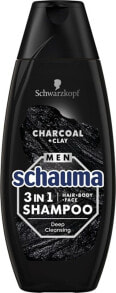 Schwarzkopf Schauma Men Charcoal + Clay Shampoo Глубоко очищающий шампунь для лица, волос и тела с активированным углем и глиной 400 мл