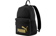 PUMA 彪马 Phase 字母Logo印花拉链开合 织物 书包背包双肩包 男女同款情侣款 黑金色 / Рюкзак Backpack PUMA Phase 075487-49