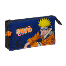 Купить школьные пеналы Naruto: Тройной пенал Naruto Ninja Синий Чёрный 22 x 12 x 3 cm