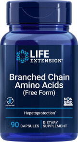 Аминокислоты Life Extension Branched Chain Amino Acids Free Form Комплекс аминокислот с разветвленной цепью L-валин, L-лейцин и L-изолейцин 600 мг 90 вегетарианских капсулы