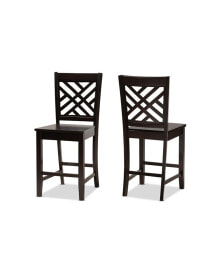 Caron Modern and Contemporary Transitional 2-Piece Finished Wood Counter Stool Set