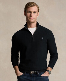 Купить мужские свитеры и кардиганы Polo Ralph Lauren: Men's Mesh-Knit Cotton Quarter-Zip Sweater