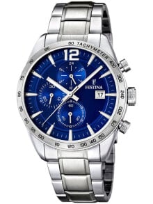 Мужские часы с серебряным браслетом Festina F16759/3 Mens Chronograph 5 ATM 44 mm