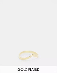 Купить женские аксессуары Kingsley Ryan: Kingsley Ryan 2mm v band ring in gold plated