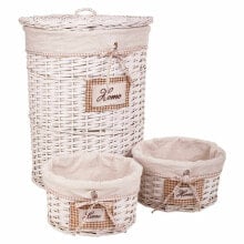 Set of Baskets Alexandra House Living White wicker Willow wood 3 Pieces