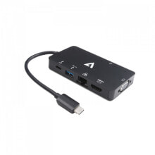 V7 V7UC-U3CRJ45HDVG-BLK USB графический адаптер 3840 x 2160 пикселей Черный