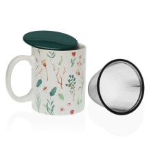 Cup with Tea Filter Versa Sansa Porcelain Stoneware