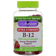 Витамины группы В Vitafusion Extra Strength B-12 Витамин B-12 для нервной  системы 3000 мкг 90 жевательный таблеток с вишневым вкусом