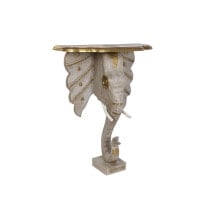 Console DKD Home Decor Elephant White Grey Golden Brass Mango wood 80 x 30 x 96 cm