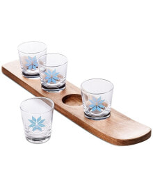 The Cellar holiday Set of 4 Shot Glasses with Ski Tray, Created for Macy's