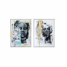 Картины, постеры, гобелены, панно картина DKD Home Decor 60 x 3,5 x 80 cm Колониальный Африканка (2 штук)