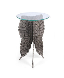 Simplie Fun boho Glam Fairy Wing Side Table with Tempered Glass Top