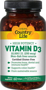 Витамин D country Life Vitamin D3 -- Витамин D3 - 10 000 МЕ - 30 капсул