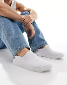 Купить мужские кроссовки и кеды Truffle Collection: Truffle Collection canvas slip on trainers in white