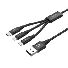 UNITEK C14049BK USB кабель 1,2 m 2.0 USB C Micro-USB B/Lightning Черный